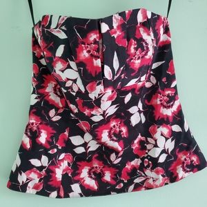 WHBM Strapless Bustier Floral Top Size 2